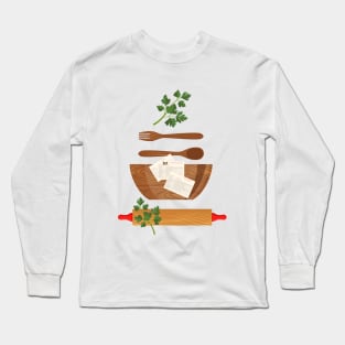 Flat Lay Retro Kitchen Long Sleeve T-Shirt